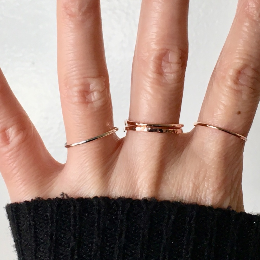 Super Thin Adjustable 14K Rose Gold Filled Ring - Picture 2 of 7